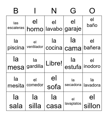 La casa Bingo Card