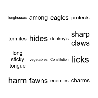 2.3  Aardvarks/The Mohawk Bingo Card