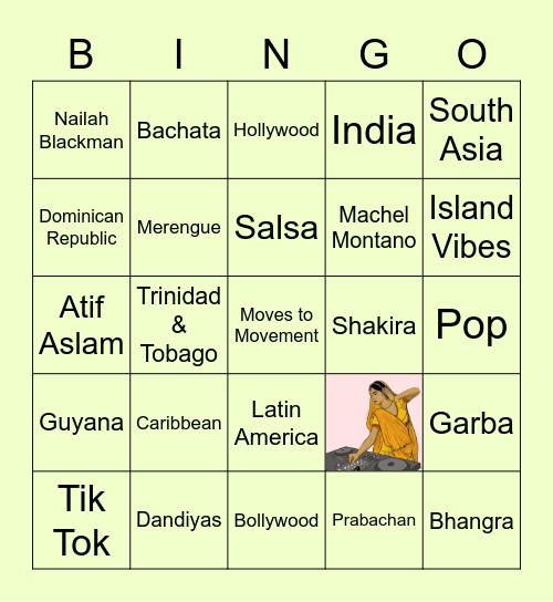 Cultural/dance bingo Card