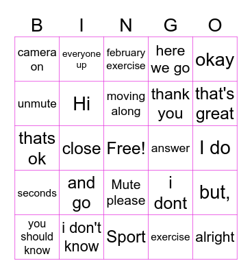 What ms hayes says Bingo Card