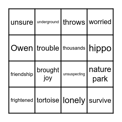 3.0  A Remarkable Friendship/Trapdoor Spider Bingo Card