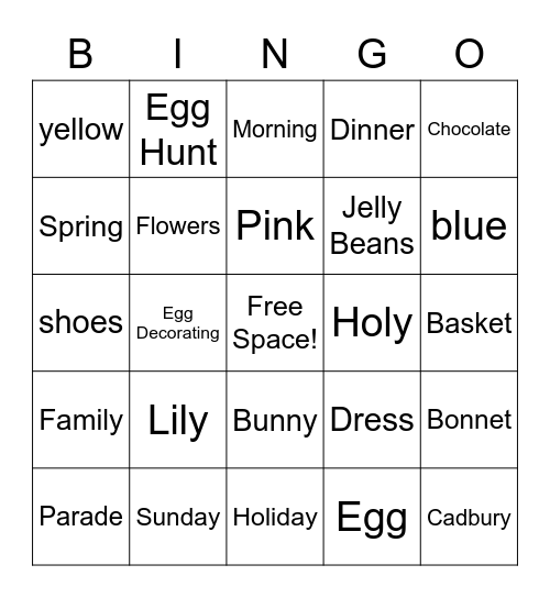 Easter Bingo Card