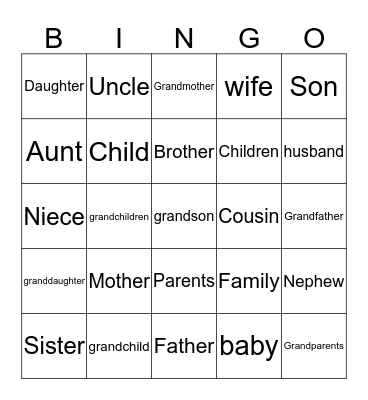 Family BINGO Card