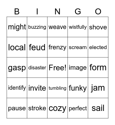 Vocabulary Bingo Card