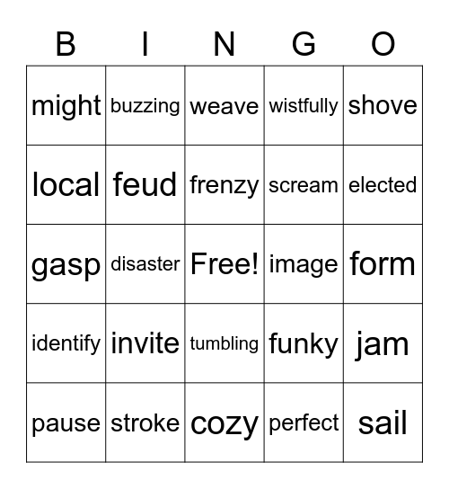 Vocabulary Bingo Card