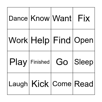 ASL- Verbs Bingo Card
