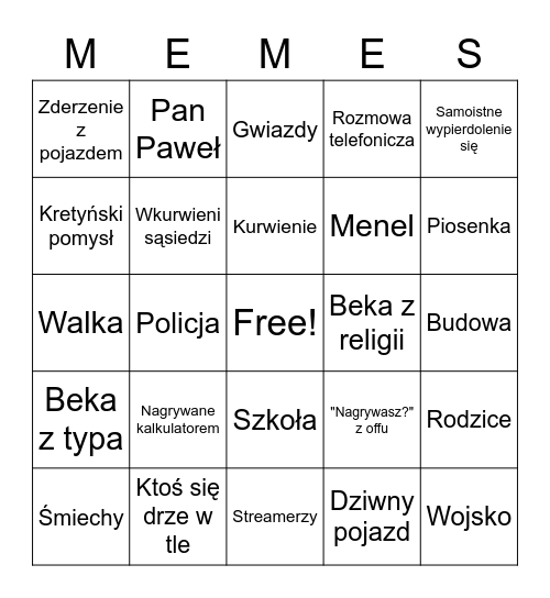 MEMOWE BINGO Card