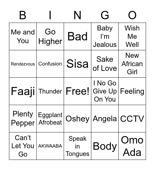 GHANA Bingo Card