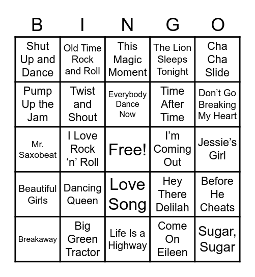 Music of the Decades Bingo Card