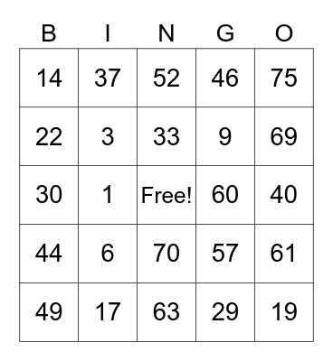 GSM BINGO Card