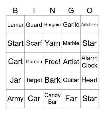 AR Bingo Card