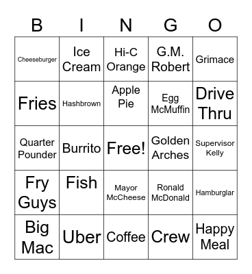 Campus Bingo Card