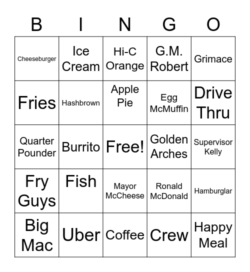 Campus Bingo Card