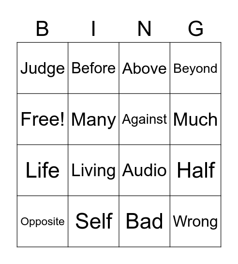 Root Review Bingo Card