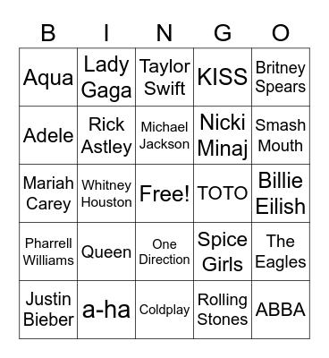 Song Bingo Card