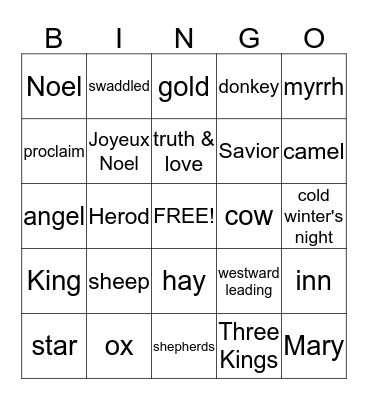 NATIVITY Bingo Card