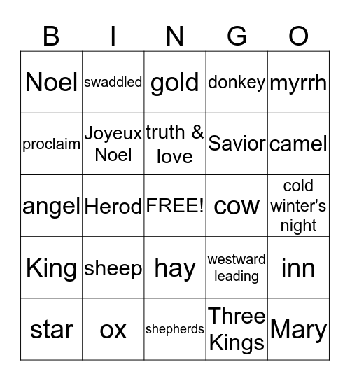 NATIVITY Bingo Card