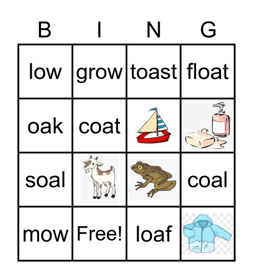Long /o/ Bingo Card