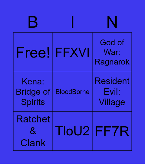 State of Play Bingo Card