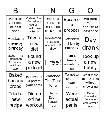 Michele's COVID Bingo Card