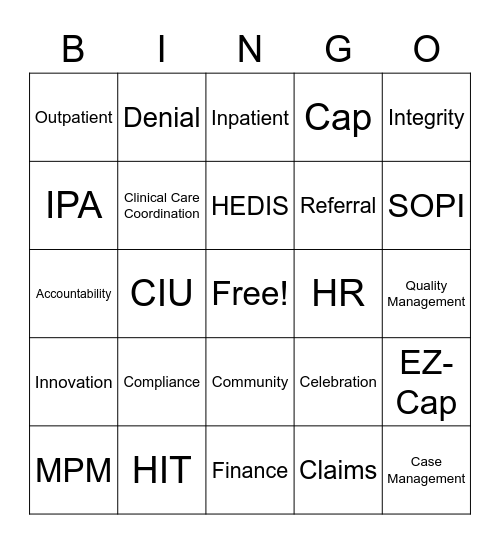 MPM Bingo Card