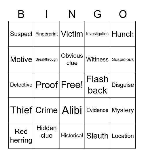 Mystery Bingo Card