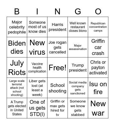 2021 bingo Card