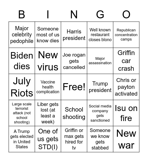 2021 bingo Card