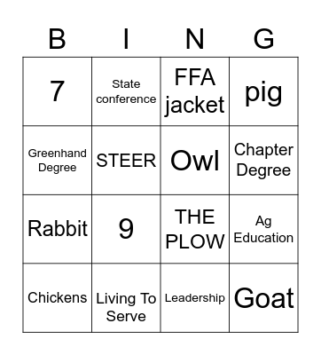 FFA Bingo Card