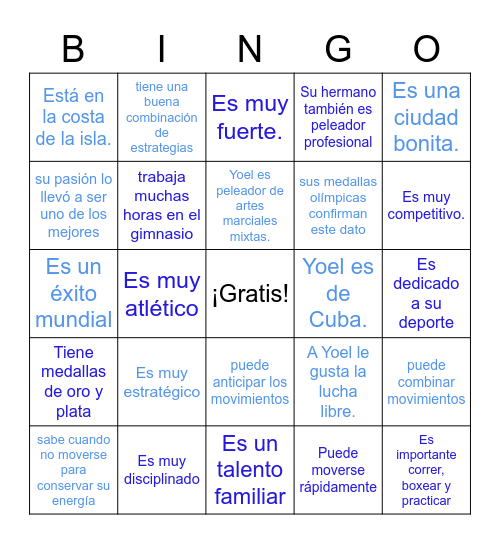 Yoel Romero Bingo Card