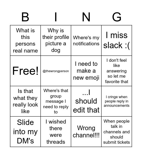 MM Bingo Card