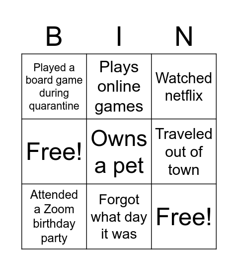 BINGO Card