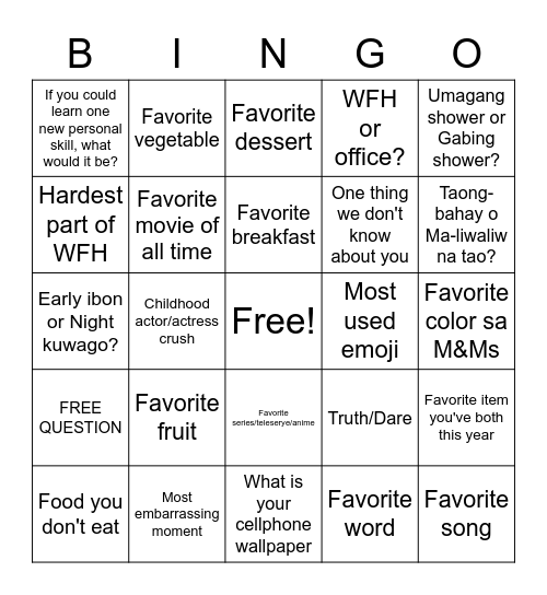 Online Binggo-han ni KFR Bingo Card