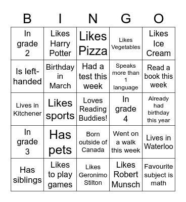 WPL Reading Buddies BINGO! Bingo Card
