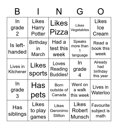 WPL Reading Buddies BINGO! Bingo Card