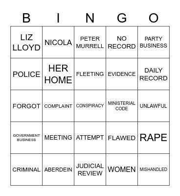 ALEX SALMOND BINGO CARD Bingo Card