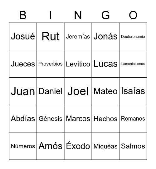 Libros de la Biblia Bingo Card