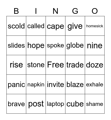 Level 2 Unit 6 Bingo Card