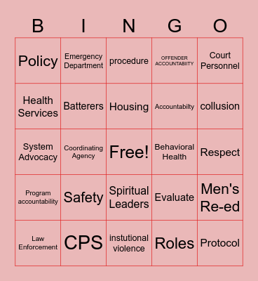 CCR Bingo Card