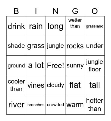 Grade 1 Ecology Bingo Card