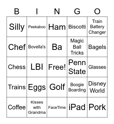 Pops' Birthday Bingo Card