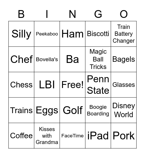 Pops' Birthday Bingo Card