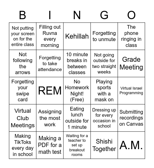 Barrack Competitive Bingo! Bingo Card