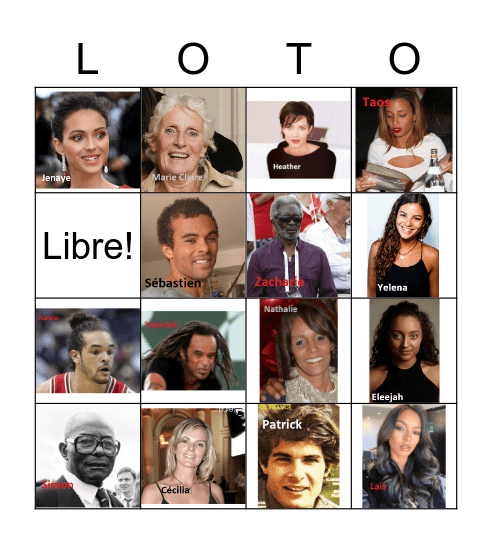 la famille Noah Bingo Card