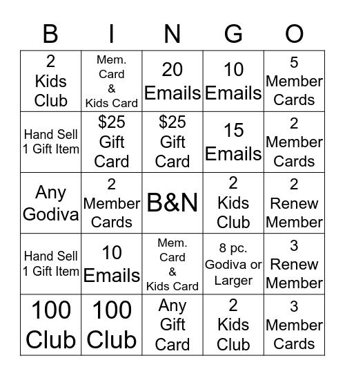 Barnes & Noble Bingo Blitz! Bingo Card