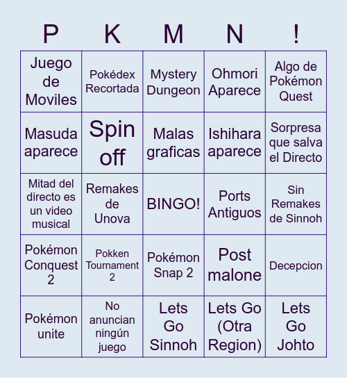 Pokémon Presents 26.2.2021 Bingo Card