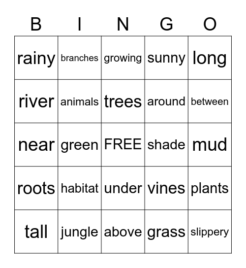 Ecology grades 1/2 Bingo Card