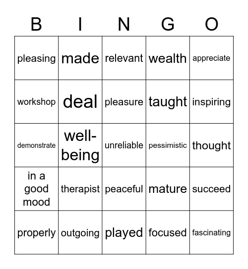 TPMM Vocabulary Unit 4 OM Bingo Card