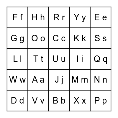 ALPHABET BINGO! Bingo Card