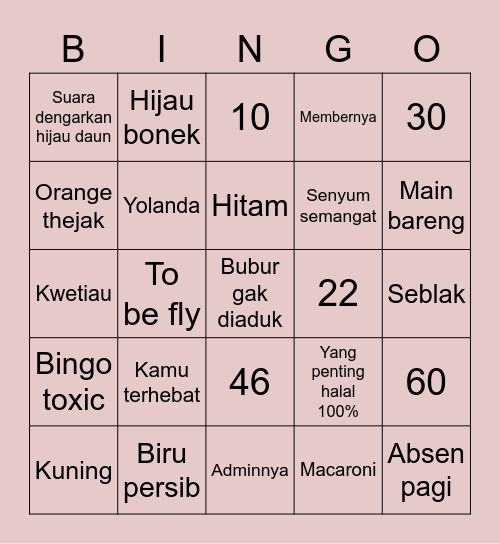 XIAO Bingo Card